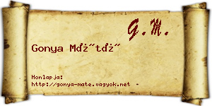 Gonya Máté névjegykártya